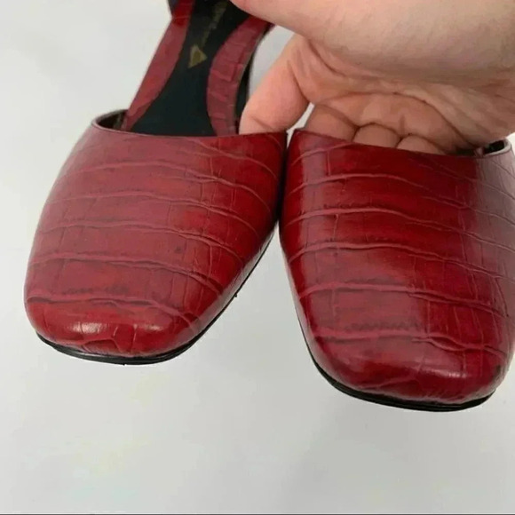 Easy spirit heels size 9.5 red leather tortoise print square toe vintage 90s - Picture 8 of 15
